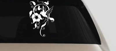 Hummingbird Swirl Vine Flower Car Truck Window Vinyl Decal Sticker