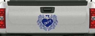 Swirl Heart Love Car or Truck Window Decal Sticker (Navy)