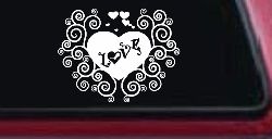 Swirl Heart Love Car or Truck Window Decal Sticker