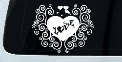 Swirl Heart Love Car or Truck Window Decal Sticker