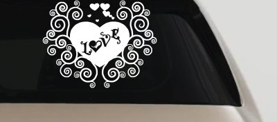 Swirl Heart Love Car Decal Sticker Auto Window Vinyl Accessory