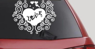 Swirl Heart Love Car Decal Sticker Auto Window Vinyl Accessory