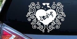 Swirl Heart Love Car or Truck Window Decal Sticker