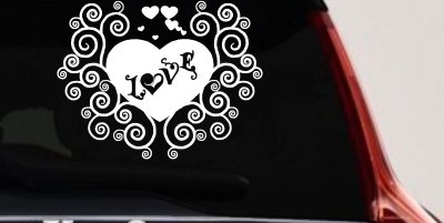 Swirl Heart Love Car Decal Sticker Auto Window Vinyl Accessory