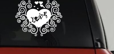 Swirl Heart Love Car Decal Sticker Auto Window Vinyl Accessory
