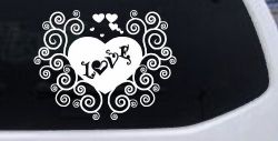 Swirl Heart Love Car or Truck Window Decal Sticker