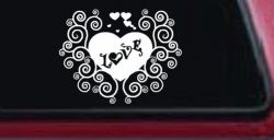 Swirl Heart Love Car or Truck Window Decal Sticker