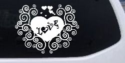 Swirl Heart Love Car or Truck Window Decal Sticker