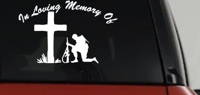 In Loving Memory Soldier Cross Decal Military Tribute Car Truck Sticker