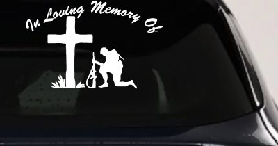 In Loving Memory Soldier Cross Decal Military Tribute Car Truck Sticker