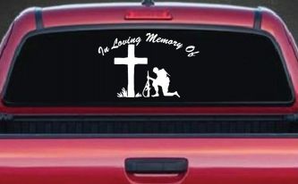 In loving Memory Soldier At Cross Military Car or Truck Window Decal Sticker