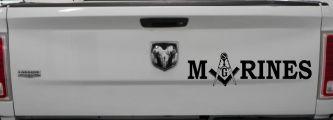 Marines with Freemason Masonic Square and Compass Military Car or Truck Window Decal Sticker (Black)