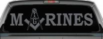 Marines with Freemason Masonic Square and Compass Military Car or Truck Window Decal Sticker (Silver)