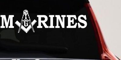 Marines Freemason Decal Sticker Masonic Square Compass Military