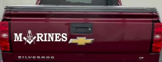 Marines with Freemason Masonic Square and Compass Military Car or Truck Window Decal Sticker (White)