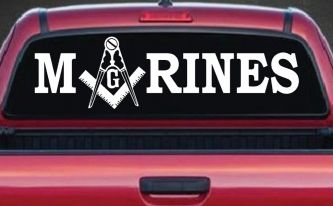 Marines with Freemason Masonic Square and Compass Military Car or Truck Window Decal Sticker