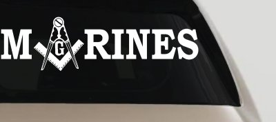 Marines Freemason Decal Sticker Masonic Square Compass Military
