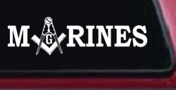 Marines with Freemason Masonic Square and Compass Military Car or Truck Window Decal Sticker