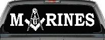 Marines with Freemason Masonic Square and Compass Military Car or Truck Window Decal Sticker
