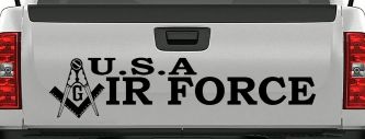 Air Force Freemason Masonic Compass and Square Military Car or Truck Window Decal Sticker (Black)