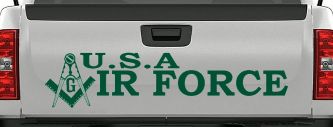 Air Force Freemason Sticker Military Car Window Decal Compass Square (Dark Green)