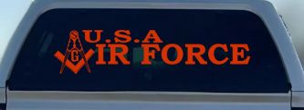 Air Force Freemason Masonic Compass and Square Military Car or Truck Window Decal Sticker (Orange Red)