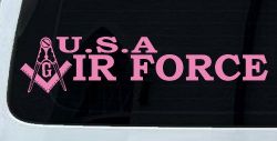 Air Force Freemason Masonic Compass and Square Military Car or Truck Window Decal Sticker (Pink)
