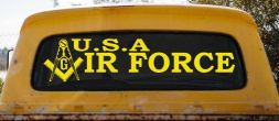 Air Force Freemason Sticker Military Car Window Decal Compass Square (Yellow)