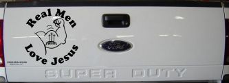 Real Men Love Jesus Christian Car or Truck Window Decal Sticker (Black)