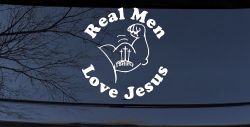Real Men Love Jesus Christian Car or Truck Window Decal Sticker