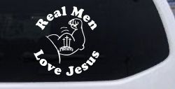 Real Men Love Jesus Christian Car or Truck Window Decal Sticker