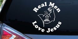 Real Men Love Jesus Christian Car or Truck Window Decal Sticker