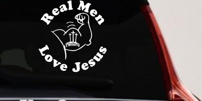 Real Men Love Jesus Christian Decal - Car Truck Window Vinyl Sticker