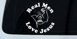 Real Men Love Jesus Christian Car or Truck Window Decal Sticker