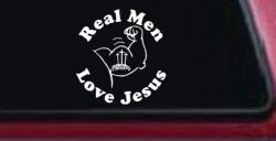 Real Men Love Jesus Christian Car or Truck Window Decal Sticker