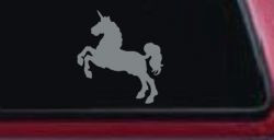 Unicorn Prancing Car or Truck Window Decal Sticker (Telegrey)