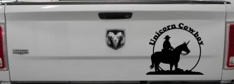 Unicorn Cowboy Funny Car or Truck Window Decal Sticker (Black)