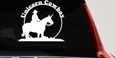 Unicorn Cowboy Decal Funny Car Truck Window Sticker Vinyl
