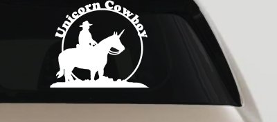 Unicorn Cowboy Decal Funny Car Truck Window Sticker Vinyl