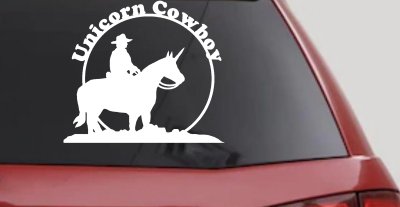 Unicorn Cowboy Decal Funny Car Truck Window Sticker Vinyl