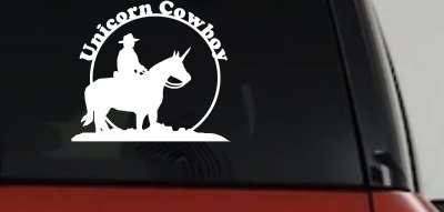 Unicorn Cowboy Decal Funny Car Truck Window Sticker Vinyl