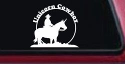 Unicorn Cowboy Funny Car or Truck Window Decal Sticker