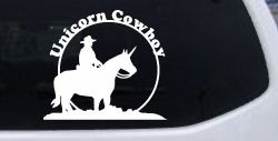Unicorn Cowboy Funny Car or Truck Window Decal Sticker