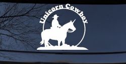 Unicorn Cowboy Funny Car or Truck Window Decal Sticker