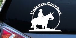 Unicorn Cowboy Funny Car or Truck Window Decal Sticker