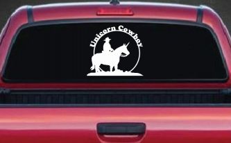 Unicorn Cowboy Funny Car or Truck Window Decal Sticker