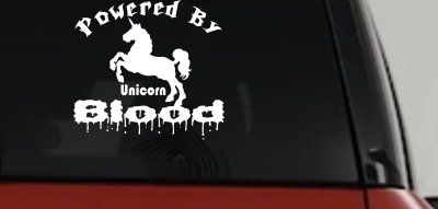 Unicorn Blood Decal Funny Car Truck Sticker Magical Humor