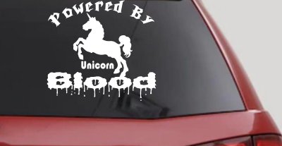 Unicorn Blood Decal Funny Car Truck Sticker Magical Humor