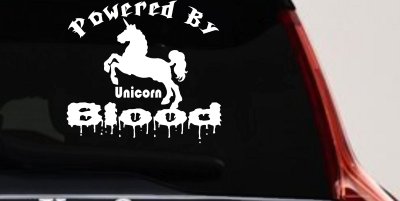 Unicorn Blood Decal Funny Car Truck Sticker Magical Humor