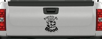 Powered By Tiger Blood Funny Car or Truck Window Decal Sticker (Black)